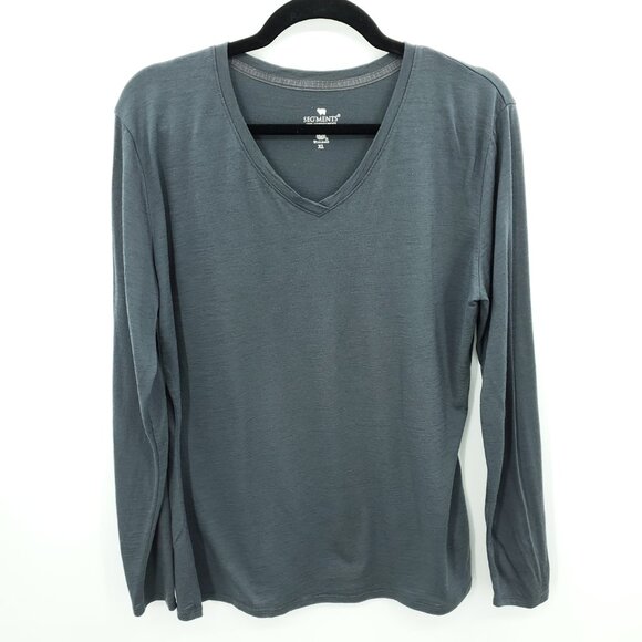 Seg'ments 100% Merino Wool V-Neck Long Sleeve Base Layer Top XL Gray - Picture 1 of 15